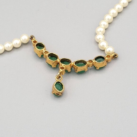 Womens Chalcedony Stone Necklace Imitation Pearls Crystal accent Hook Close - Picture 6 of 8